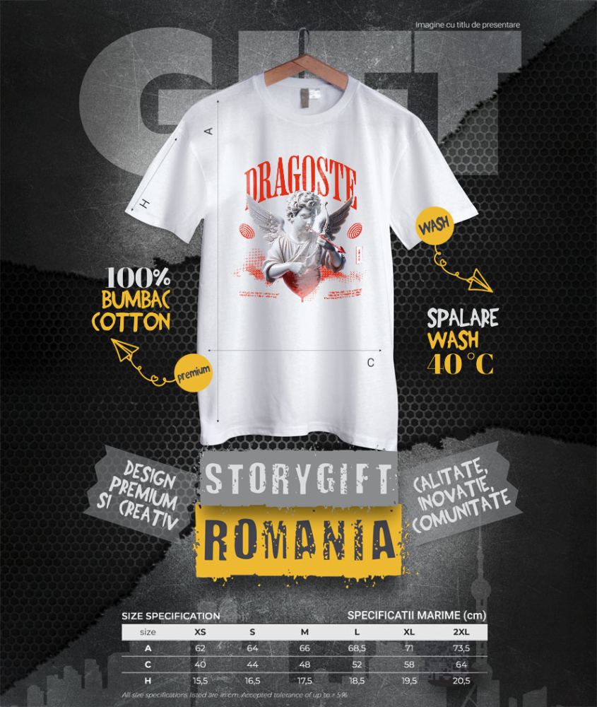 Tricou Femei, Barbati, Copii, Fata, Baiat, Unisex Personalizat Bust Statuie Cupidon - Cadou Personalizat Cu Text Dragoste | Iubire și Romantism [4]