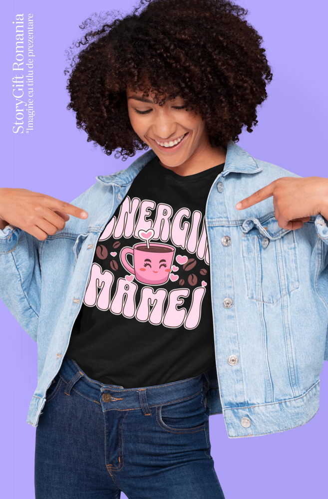 Tricou Femei, Barbati, Copii, Fata, Baiat, Unisex Personalizat Cana Personalizată „Energia Mamei, Familie Putere” | Cadou Special pentru Mama [2]