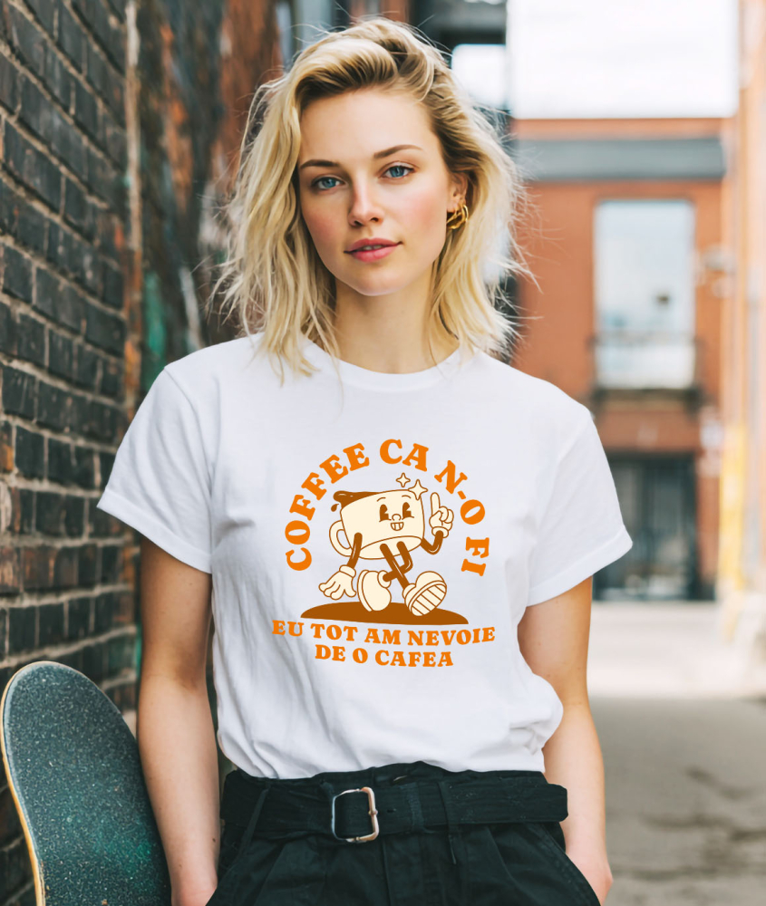 Tricou Femei, Barbati, Copii, Fata, Baiat, Unisex Personalizat „Cana de Cafea Veselă cu Mesaj Amuzant - „Coffee ca N-o Fi Eu Tot Am Nevoie De O Cafea” Cadou Personalizat pentru Iubitorii de Cafea” [2]