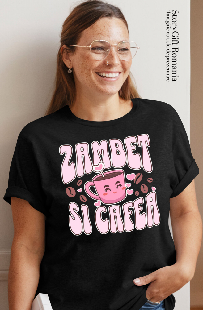 Tricou Femei, Barbati, Copii, Fata, Baiat, Unisex Personalizat „Cana de Cafea Zambitoare - Cadou Personalizat pentru Iubitorii de Cafea și Energie” [2]
