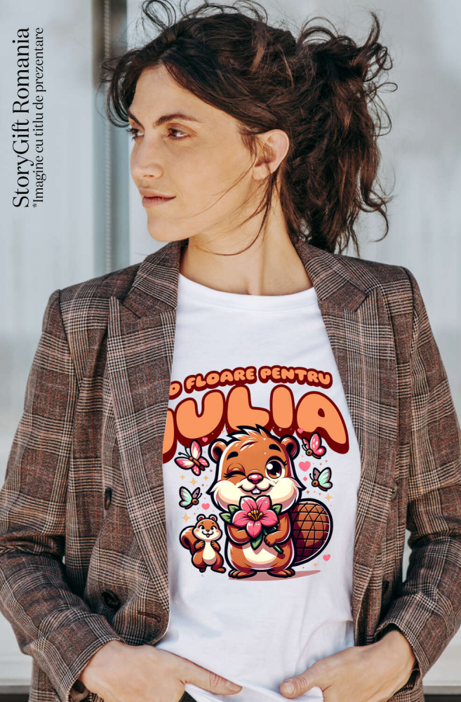 Tricou Femei, Barbati, Copii, Fata, Baiat, Unisex Personalizat Tricou Personalizat Castor Romantic – Cadou pentru Iubirea Ta | Dragobete și Valentine's Day [2]