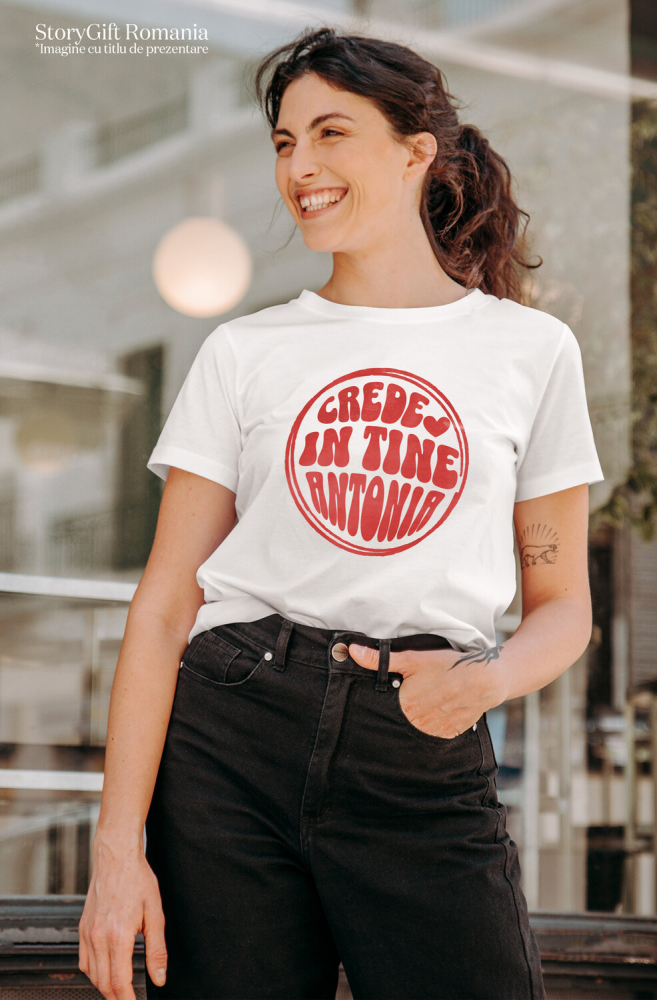 Tricou Femei, Barbati, Copii, Fata, Baiat, Unisex Personalizat "Cerc Roșu Inimioară Suflet Crede În Tine - Cadou Personalizat pentru Antonia, Iubire și Prietenie" [2]