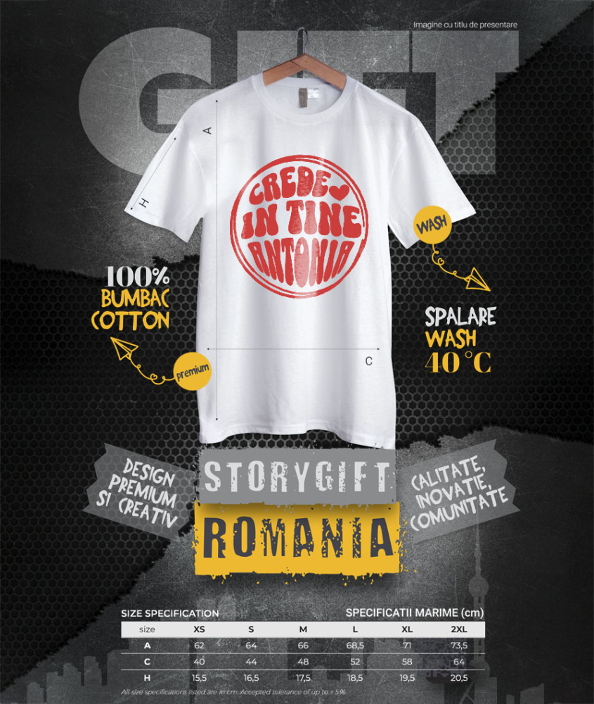 Tricou Femei, Barbati, Copii, Fata, Baiat, Unisex Personalizat "Cerc Roșu Inimioară Suflet Crede În Tine - Cadou Personalizat pentru Antonia, Iubire și Prietenie" [4]