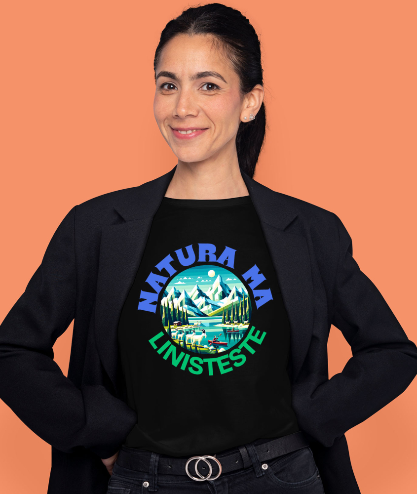 Tricou Femei, Barbati, Copii, Fata, Baiat, Unisex Personalizat "Cerc View Montan cu Lac Albastru – Liniște în Natură la Cabana și Pe Lac" [2]