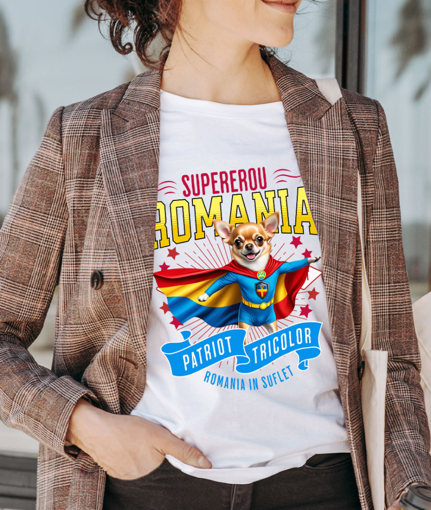 Tricou Femei, Barbati, Copii, Fata, Baiat, Unisex Personalizat Chihuahua în Costum de Căpitan România – Cadou Personalizat pentru Iubitorii de Câini [2]