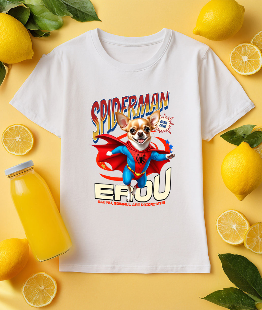 Tricou Femei, Barbati, Copii, Fata, Baiat, Unisex Personalizat Chihuahua în Costum Spider-Man - Cadou Personalizat pentru Copii și Familie [3]