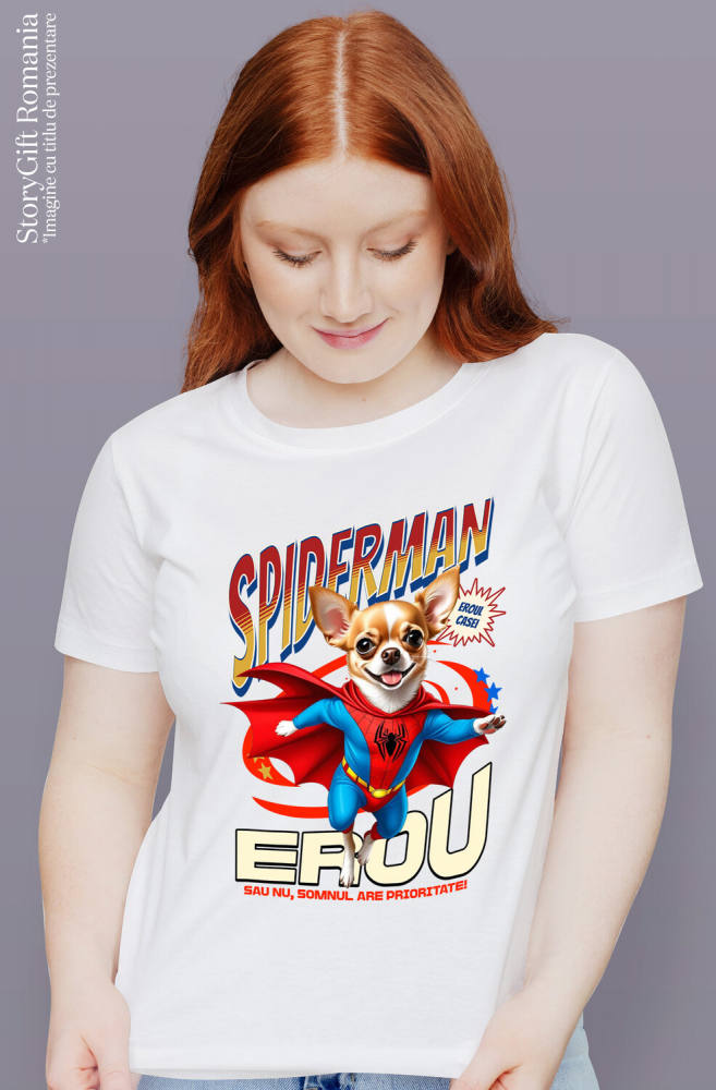 Tricou Femei, Barbati, Copii, Fata, Baiat, Unisex Personalizat Chihuahua în Costum Spider-Man - Cadou Personalizat pentru Copii și Familie [2]