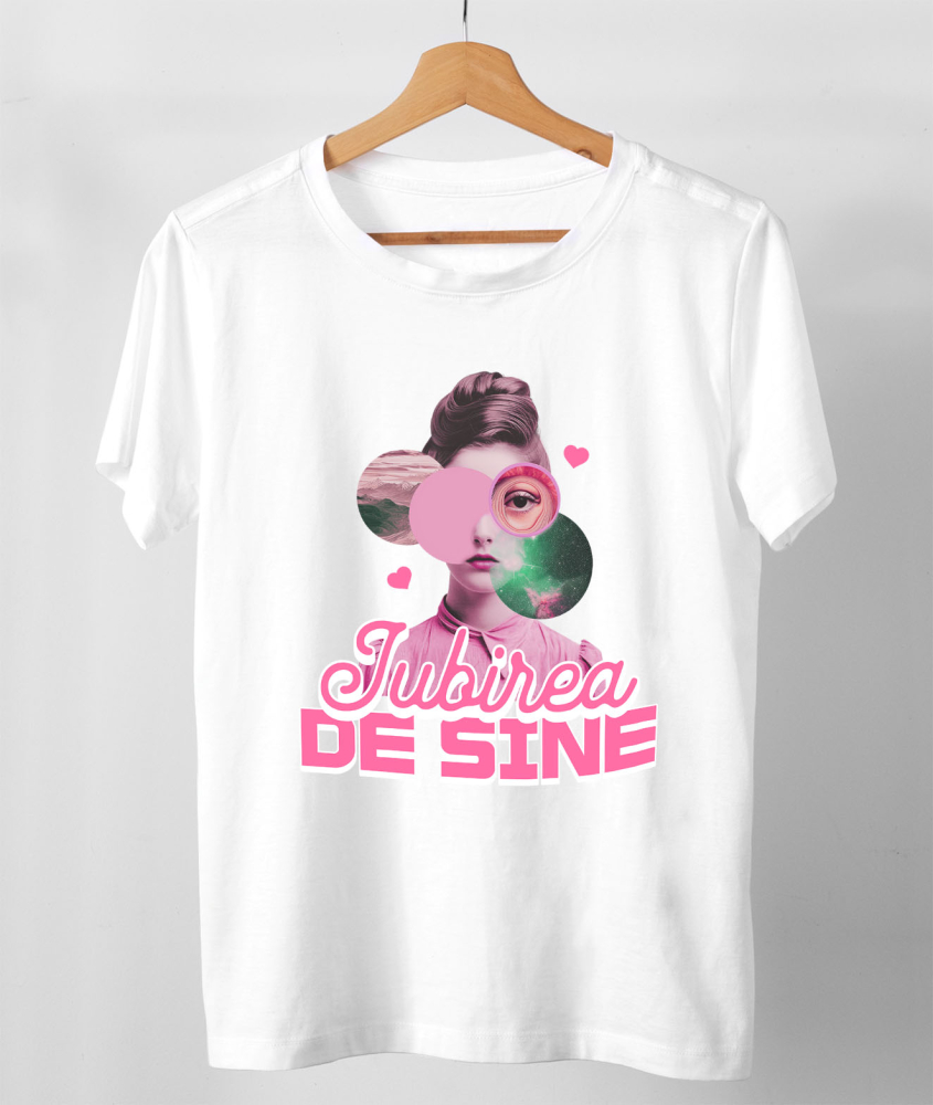 Tricou Femei, Barbati, Copii, Fata, Baiat, Unisex Personalizat Camasa Roz cu Chip Feminin Abstract și Mesaj Iubire de Sine - Cadouri Personalizate pentru Femei, Încredere și Inspirație [3]