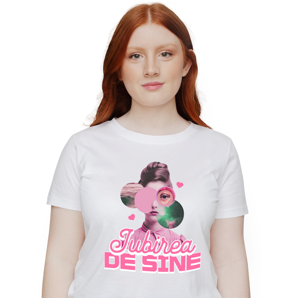 Tricou Femei, Barbati, Copii, Fata, Baiat, Unisex Personalizat Camasa Roz cu Chip Feminin Abstract și Mesaj Iubire de Sine - Cadouri Personalizate pentru Femei, Încredere și Inspirație [1]