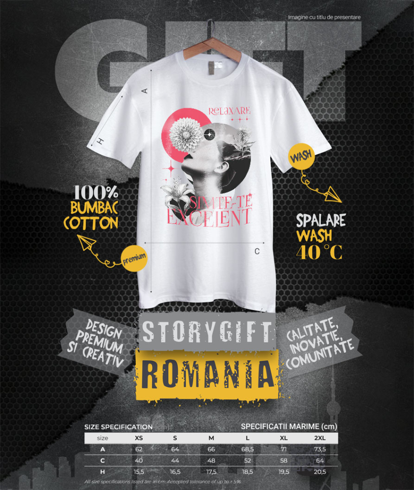 Tricou Femei, Barbati, Copii, Fata, Baiat, Unisex Personalizat Chip Feminin cu Flori Diverse - „Relaxare, Simte-te Excelent” - Cadou Motivațional [4]