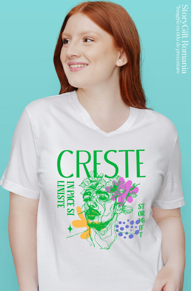 Tricou Femei, Barbati, Copii, Fata, Baiat, Unisex Personalizat Chip Uman cu Flori Colorate - Mesaj „Crește în Pace și Liniște, Dragoste” - Cadou Personalizat [2]