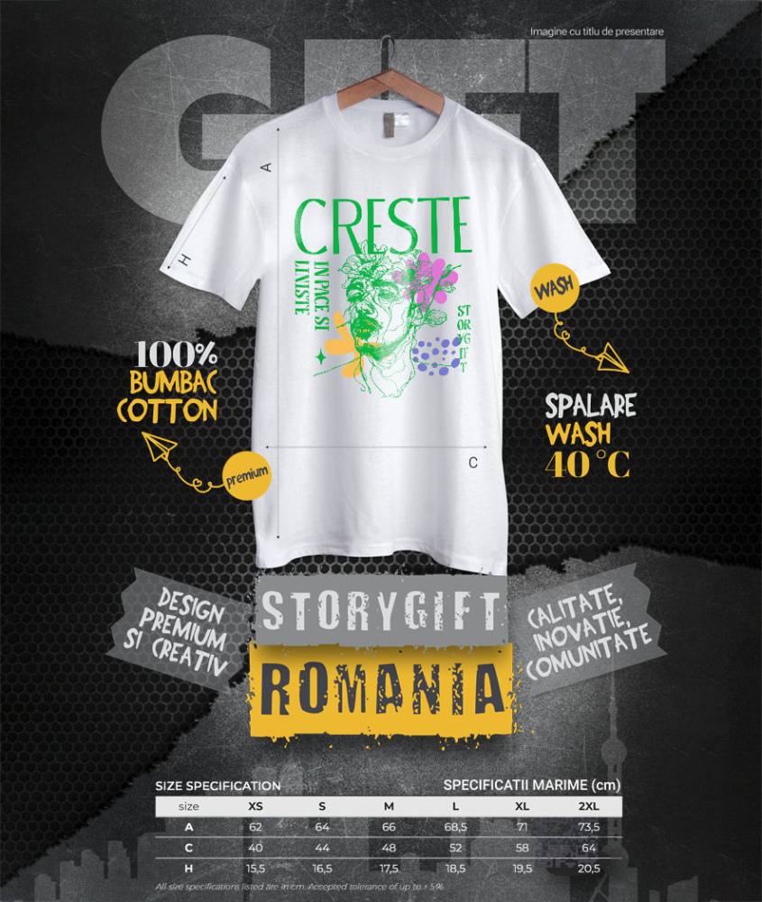 Tricou Femei, Barbati, Copii, Fata, Baiat, Unisex Personalizat Chip Uman cu Flori Colorate - Mesaj „Crește în Pace și Liniște, Dragoste” - Cadou Personalizat [4]