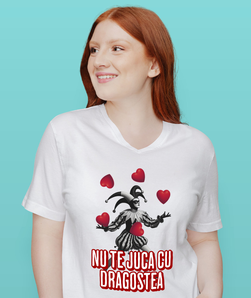 Tricou Femei, Barbati, Copii, Fata, Baiat, Unisex Personalizat Clovn Jonglând cu Inimi „Nu te Juca cu Dragostea Mea” – Cadou Personalizat de Valentine's Day [2]