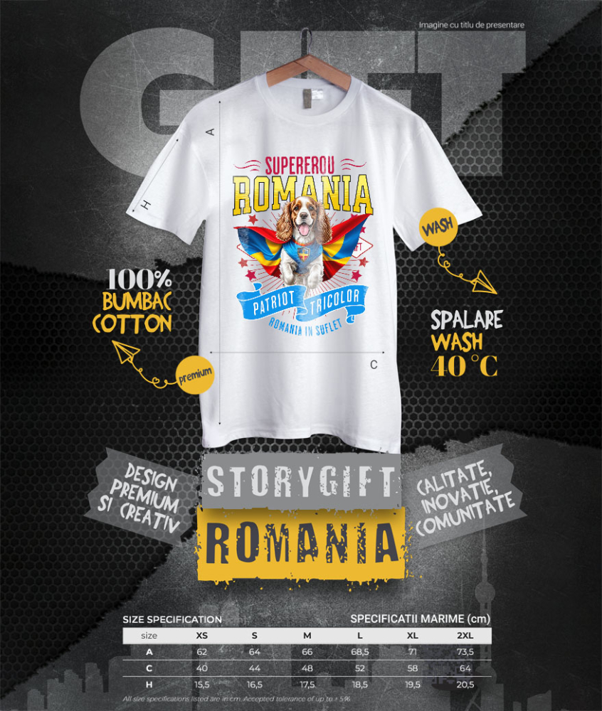 Tricou Femei, Barbati, Copii, Fata, Baiat, Unisex Personalizat Cocker Spaniel în Costum de Căpitan România – Cadou Personalizat Unic pentru Iubitorii de Câini [4]