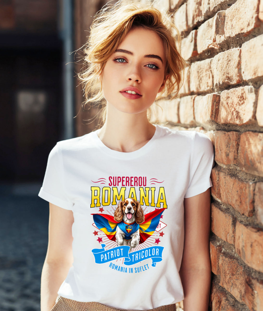 Tricou Femei, Barbati, Copii, Fata, Baiat, Unisex Personalizat Cocker Spaniel în Costum de Căpitan România – Cadou Personalizat Unic pentru Iubitorii de Câini [2]