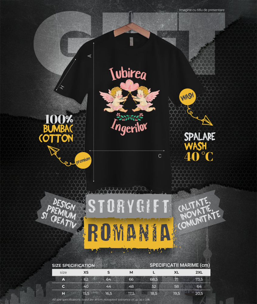 Tricou Femei, Barbati, Copii, Fata, Baiat, Unisex Personalizat Statuie Copii Cu Aripi Zburători – Cadou Personalizat Iubirea Îngerilor [4]