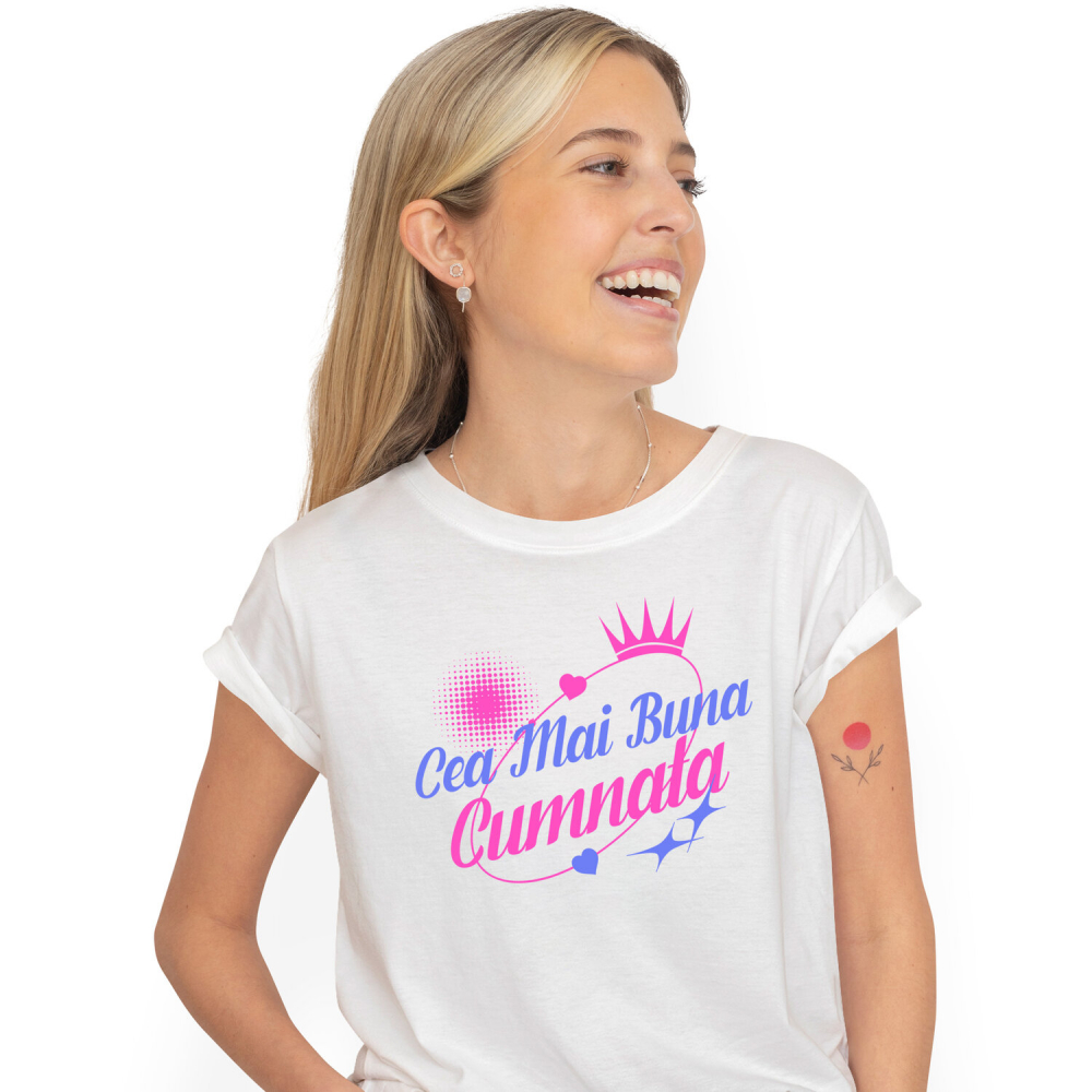 Tricou Femei, Barbati, Copii, Fata, Baiat, Unisex Personalizat Cadou Personalizat „Cea Mai Bună Cumnată” | Coroană Regală Cu Mesaj Special [1]