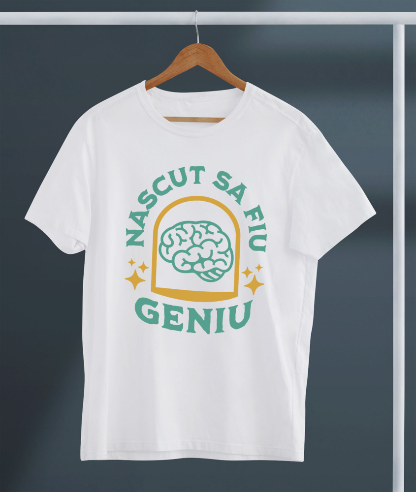 Tricou Femei, Barbati, Copii, Fata, Baiat, Unisex Personalizat Creier Uman și Inteligență | Născut să Fiu Un Geniu | Educație și Înțelepciune [3]