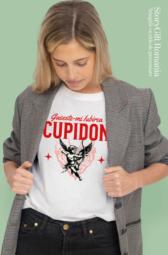Tricou Femei, Barbati, Copii, Fata, Baiat, Unisex Personalizat Cupidon Înger în Aer - Cadou Romantic de Valentine's Day pentru Iubire [2]