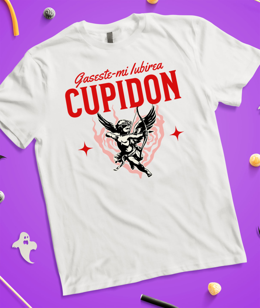 Tricou Femei, Barbati, Copii, Fata, Baiat, Unisex Personalizat Cupidon Înger în Aer - Cadou Romantic de Valentine's Day pentru Iubire [3]