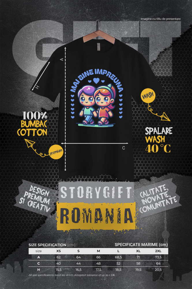 Tricou Femei, Barbati, Copii, Fata, Baiat, Unisex Personalizat „Cuplu Animat Fericit Plimbare - Cadou Personalizat „Mai bine împreună” pentru Familie, Copii și Prieteni de Valentine's Day” [4]