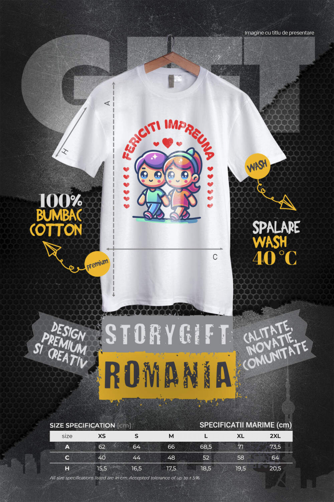 Tricou Femei, Barbati, Copii, Fata, Baiat, Unisex Personalizat „Cuplu Fericit în Plimbare Romantică - Cadou Personalizat pentru Iubiți” [4]