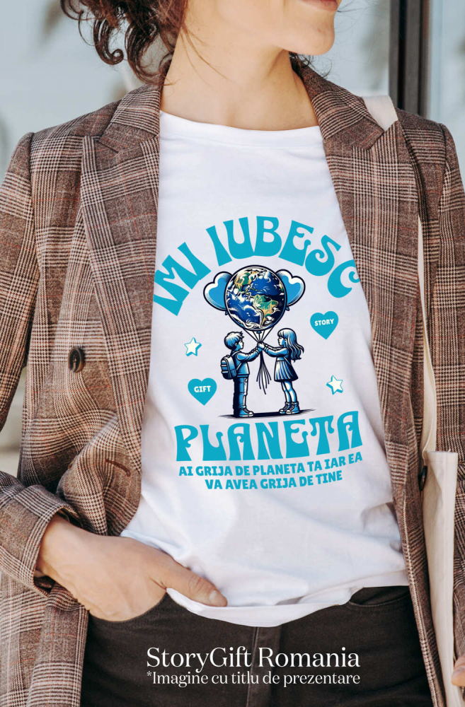 Tricou Femei, Barbati, Copii, Fata, Baiat, Unisex Personalizat "Produse personalizate ecologice – Iubește planeta, protejează mediul cu cadouri pentru familie" [2]