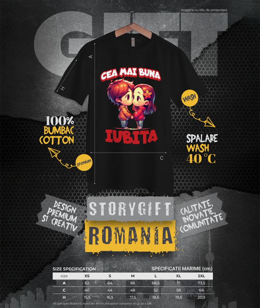 Tricou Femei, Barbati, Copii, Fata, Baiat, Unisex Personalizat Cadou Personalizat „Cea Mai Bună Iubită” | Valentine's Day pentru Cupluri [4]
