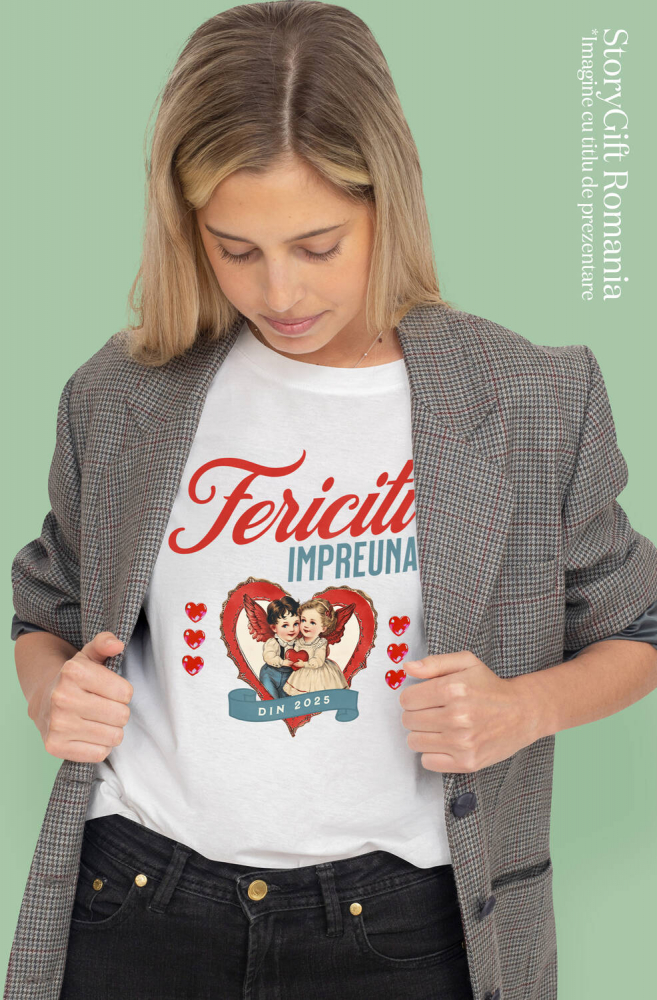 Tricou Femei, Barbati, Copii, Fata, Baiat, Unisex Personalizat Cuplu și Copii cu Îngeri și Inimă - Fericire și Dragoste În Familie din 2025 [2]