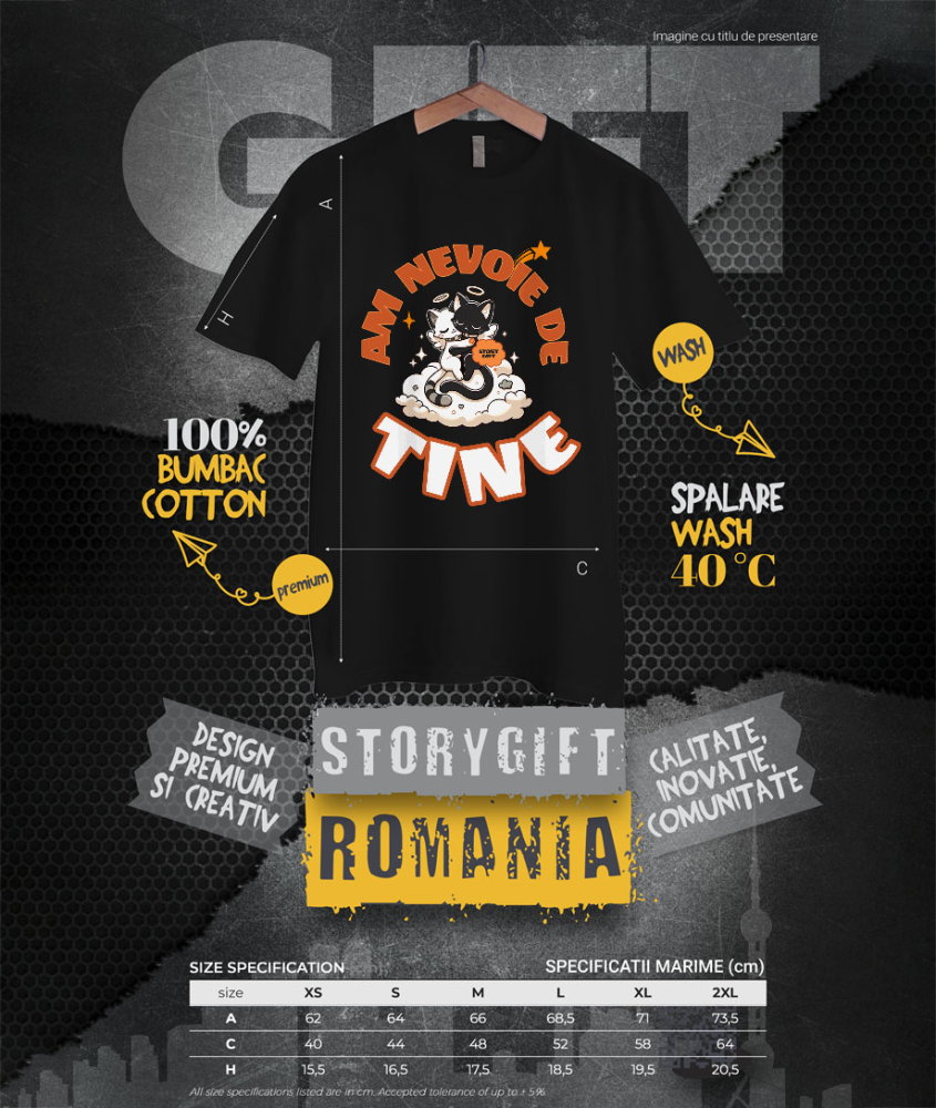 Tricou Femei, Barbati, Copii, Fata, Baiat, Unisex Personalizat Cuplu Pisici Îngeri Pe Nor Pufos „Am Nevoie De Tine” – Cadou Romantic De Valentine's Day [4]