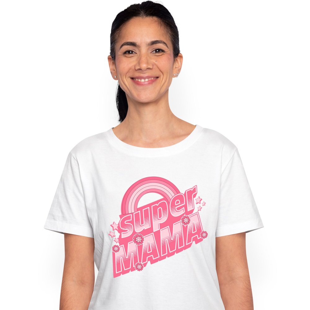 Tricou Femei, Barbati, Copii, Fata, Baiat, Unisex Personalizat "Curcubeu Colorat – Cadouri Personalizate pentru Super Mama și Iubirea Eternă a Familiei" [1]