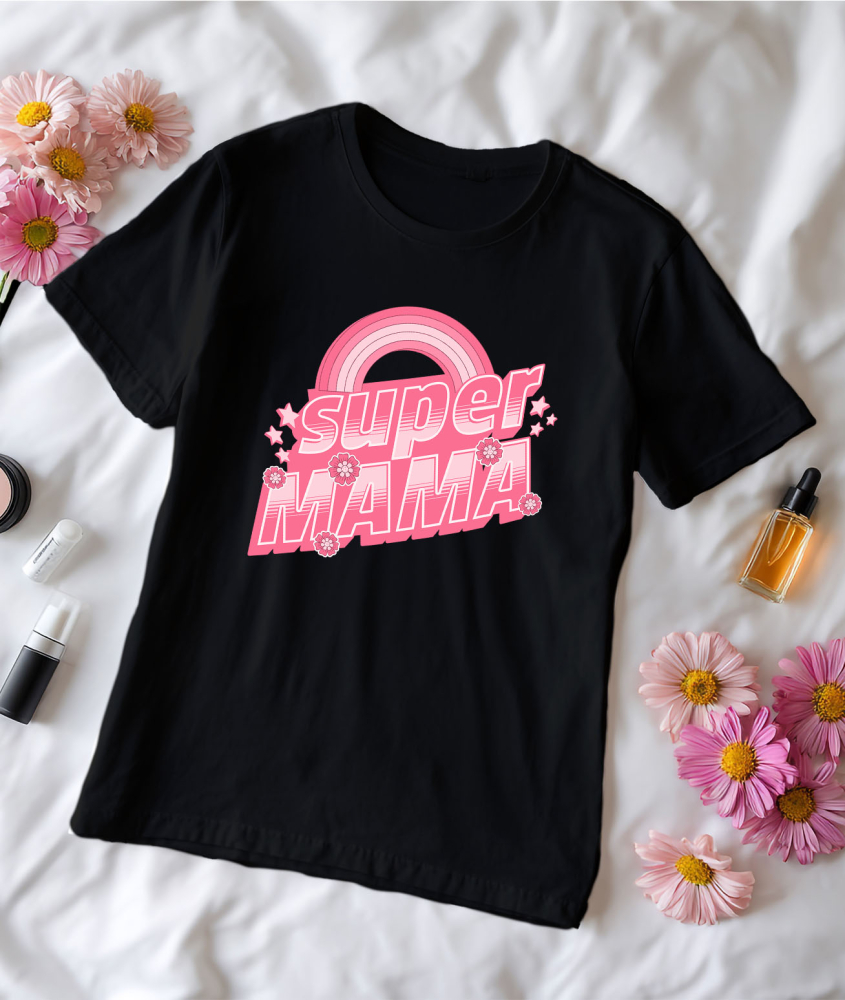 Tricou Femei, Barbati, Copii, Fata, Baiat, Unisex Personalizat "Curcubeu Colorat – Cadouri Personalizate pentru Super Mama și Iubirea Eternă a Familiei" [3]