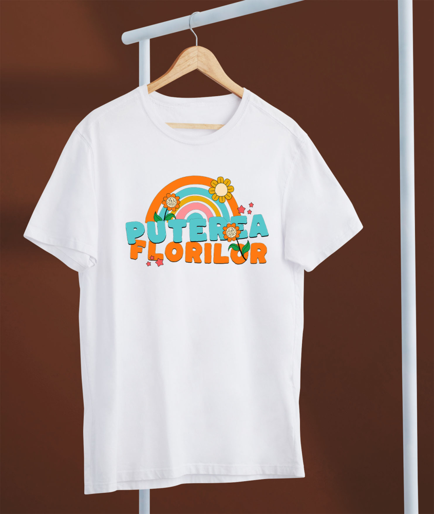 Tricou Femei, Barbati, Copii, Fata, Baiat, Unisex Personalizat Curcubeu Colorat de Flori Diverse | Puterea Florilor și Frumusețea Naturii | Cadou Personalizat [3]