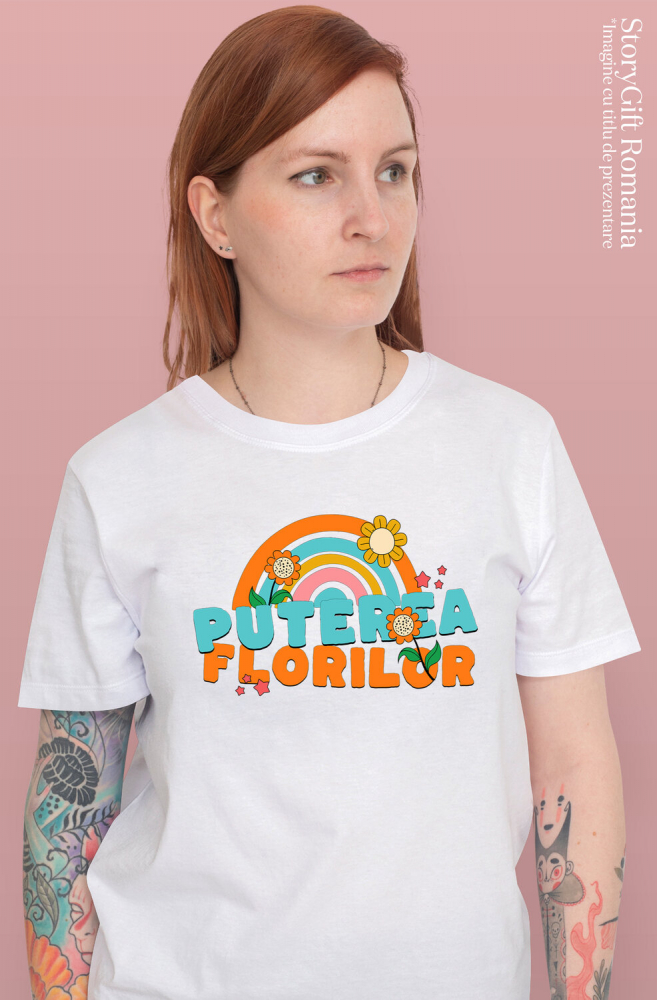 Tricou Femei, Barbati, Copii, Fata, Baiat, Unisex Personalizat Curcubeu Colorat de Flori Diverse | Puterea Florilor și Frumusețea Naturii | Cadou Personalizat [2]
