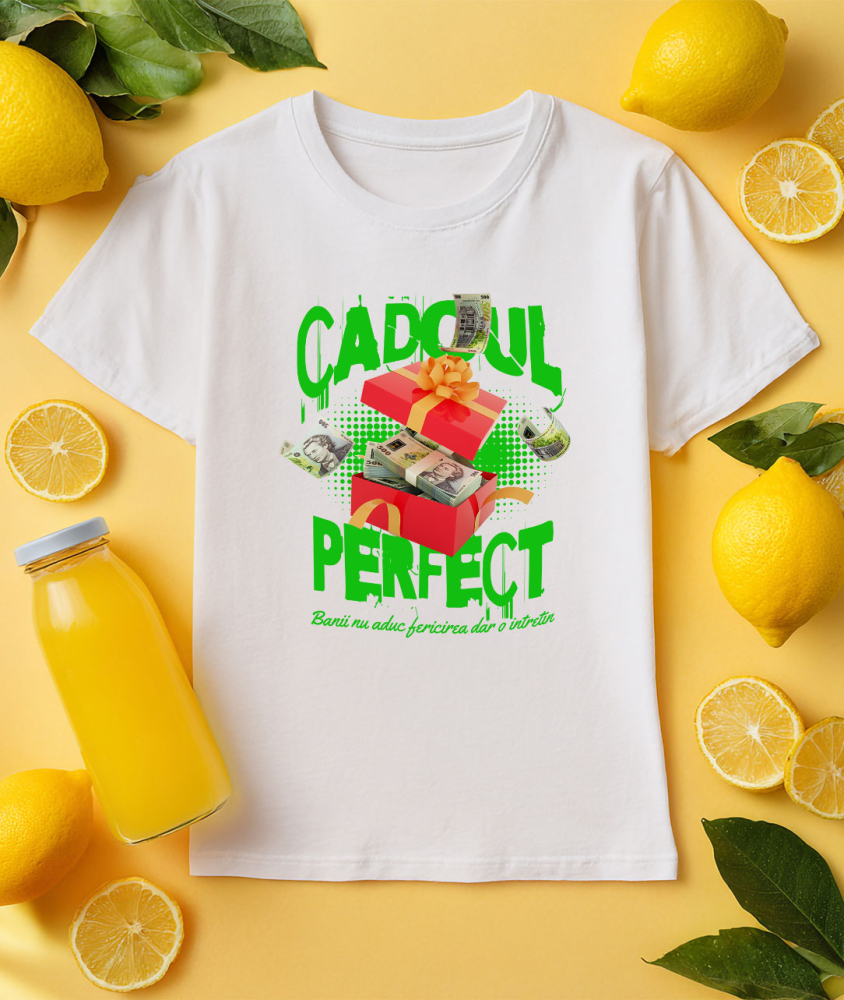 Tricou Femei, Barbati, Copii, Fata, Baiat, Unisex Personalizat Cutie Roșie cu Fundă Bani – Bancnote în Zbor – „Cadoul Perfect” – Cadou Personalizat pentru Familie, Tati, Copii, Prieteni [3]