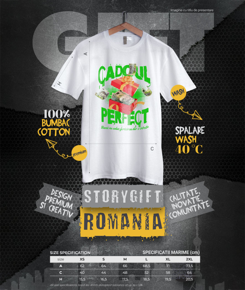 Tricou Femei, Barbati, Copii, Fata, Baiat, Unisex Personalizat Cutie Roșie cu Fundă Bani – Bancnote în Zbor – „Cadoul Perfect” – Cadou Personalizat pentru Familie, Tati, Copii, Prieteni [4]