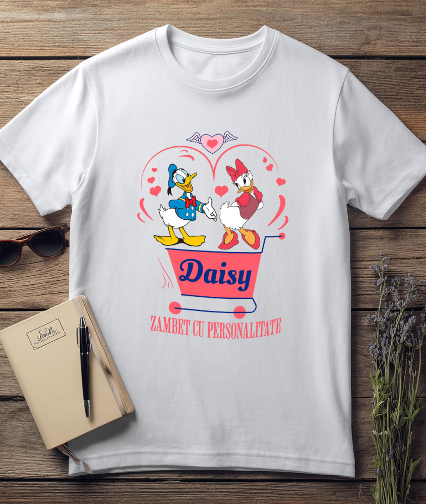 Tricou Femei cu Daisy și Duck sarbatoresc dragostea 100% Bumbac, Alb, L [3]