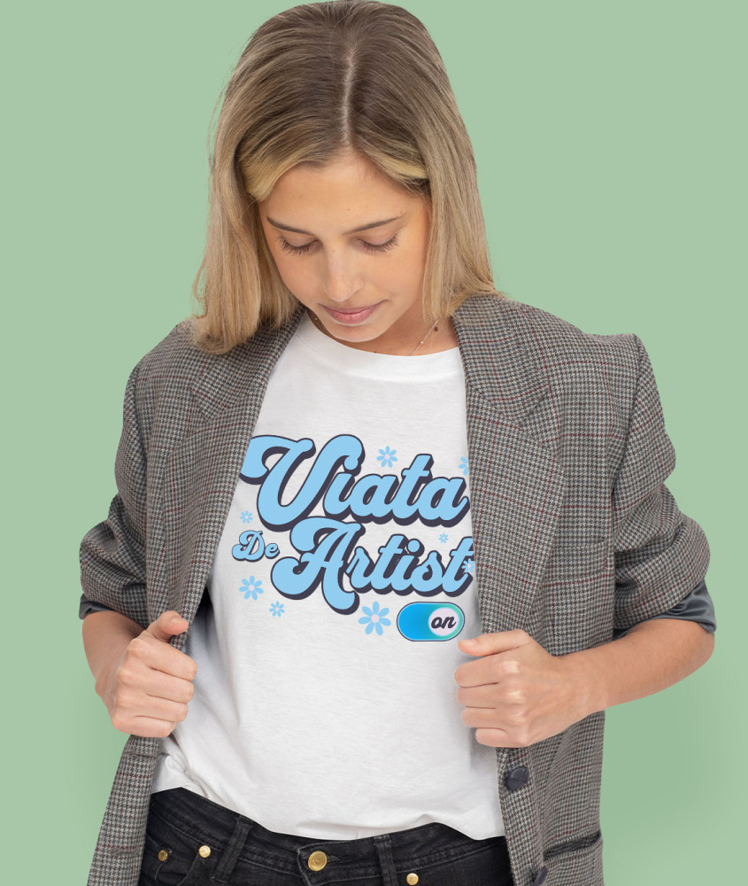 Tricou Femei, Barbati, Copii, Fata, Baiat, Unisex Personalizat Design Abstract Flori Colorate – Buton On/Off, Viața de Artist, Artă și Creație [2]