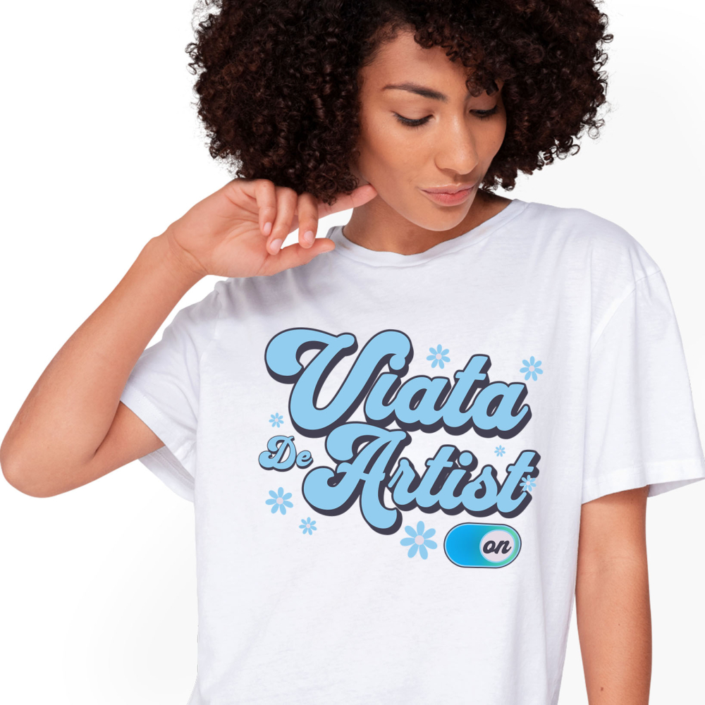 Tricou Femei, Barbati, Copii, Fata, Baiat, Unisex Personalizat Design Abstract Flori Colorate – Buton On/Off, Viața de Artist, Artă și Creație [1]