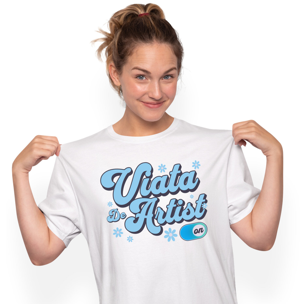 Tricou Femei, Barbati, Copii, Fata, Baiat, Unisex Personalizat Design Abstract Flori Colorate – Buton On/Off, Viața de Artist, Artă și Creație [1]