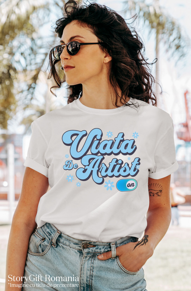 Tricou Femei, Barbati, Copii, Fata, Baiat, Unisex Personalizat Design Abstract Flori Colorate – Buton On/Off, Viața de Artist, Artă și Creație [2]