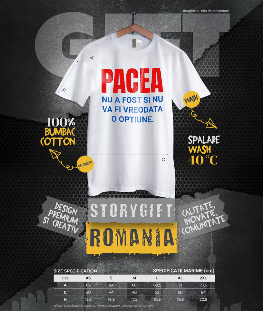 Tricou Femei, Barbati, Copii, Fata, Baiat, Unisex Personalizat „Cadouri personalizate cu mesaje inspiraționale despre pace pentru familie și prieteni | Design colorat albastru roșu” [4]
