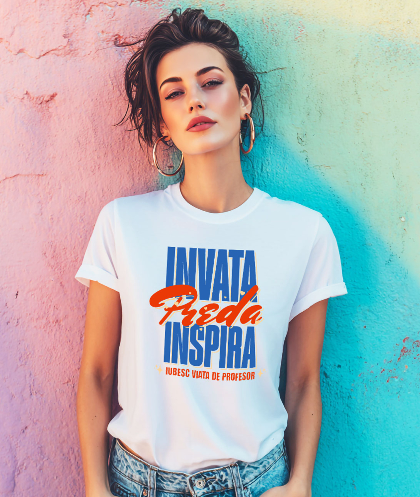 Tricou Femei, Barbati, Copii, Fata, Baiat, Unisex Personalizat Design Colorat cu Stele – Educație, Inspirație, Profesor Motivațional [2]