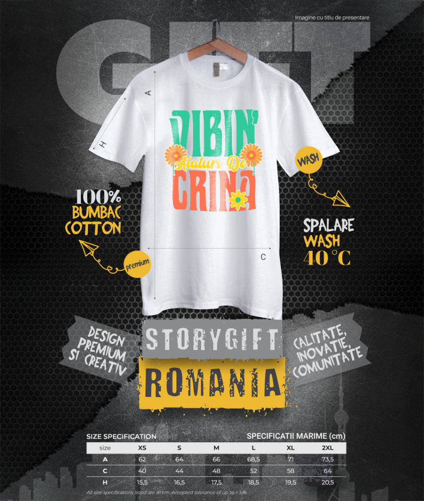 Tricou Femei, Barbati, Copii, Fata, Baiat, Unisex Personalizat Cadouri personalizate pentru prieteni și familie, design colorat cu flori galbene și vibrații de vară [4]