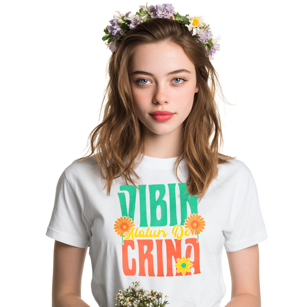 Tricou Femei, Barbati, Copii, Fata, Baiat, Unisex Personalizat Cadouri personalizate pentru prieteni și familie, design colorat cu flori galbene și vibrații de vară [1]