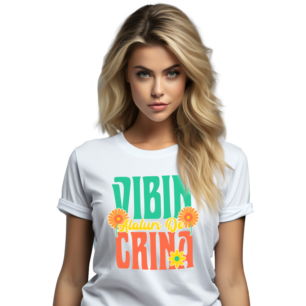 Tricou Femei, Barbati, Copii, Fata, Baiat, Unisex Personalizat Cadouri personalizate pentru prieteni și familie, design colorat cu flori galbene și vibrații de vară [1]