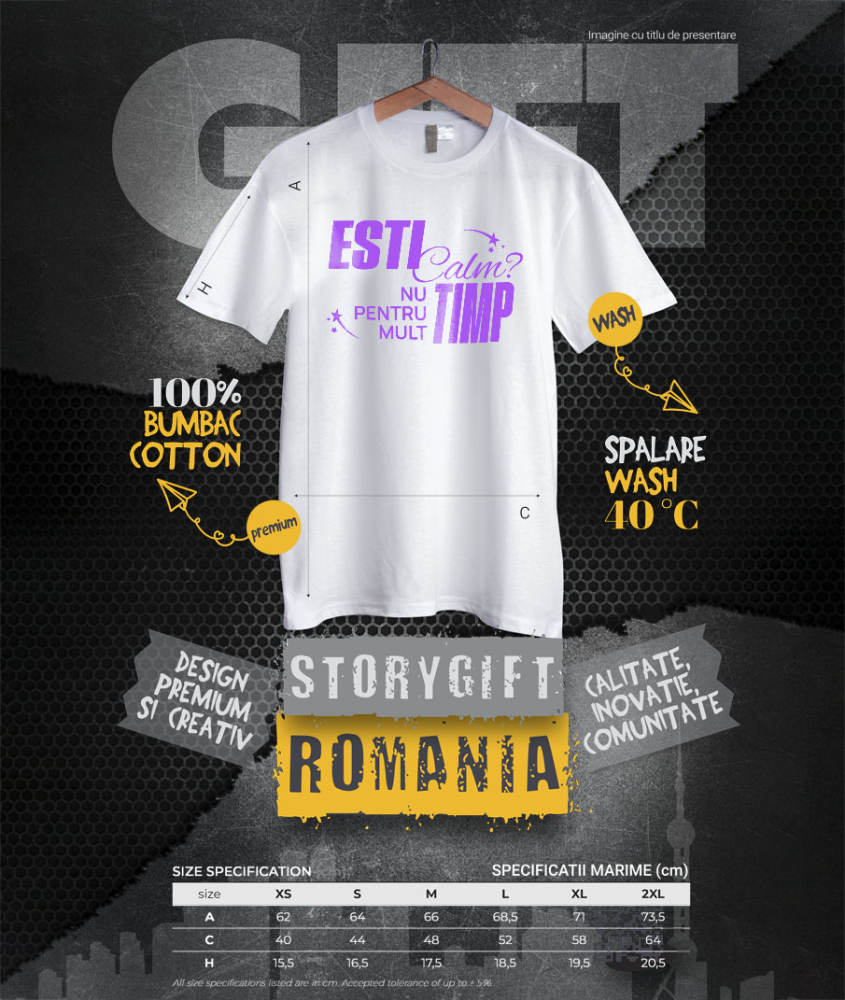 Tricou Femei, Barbati, Copii, Fata, Baiat, Unisex Personalizat „Ești Calm, Nu Pentru Mult Timp” – Mesaj Relaxant și Amuzant pentru Cadouri Personalizate [4]