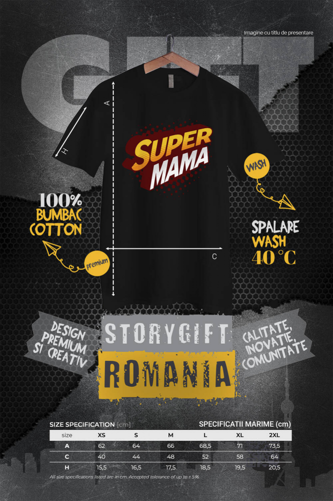 Tricou Femei, Barbati, Copii, Fata, Baiat, Unisex Personalizat Decor Personalizat „Super Mama” - Cea Mai Bună Mama | Cadou Special [4]