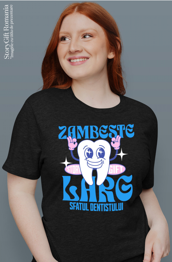 Tricou Femei, Barbati, Copii, Fata, Baiat, Unisex Personalizat Dinte Vesel – Zâmbet Larg, Dentist, Igienă Orală și Meserie Stomatologică [2]