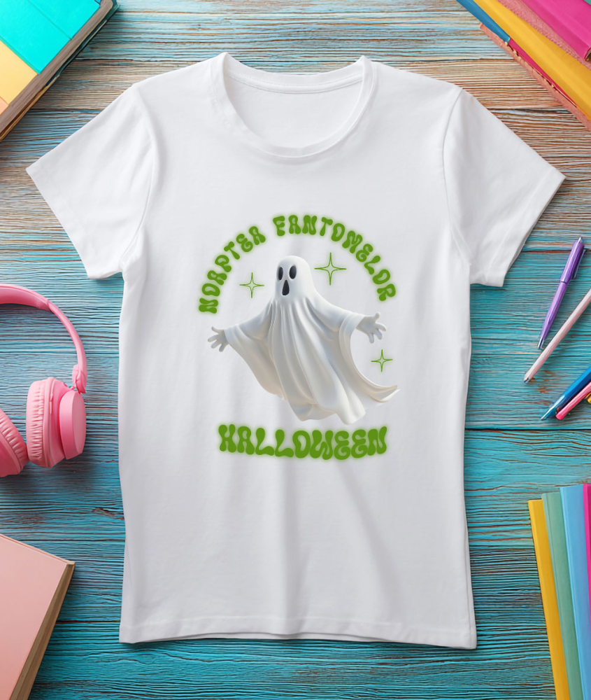 Tricou Femei, Barbati, Copii, Fata, Baiat, Unisex Personalizat Fantoma Albă de Halloween | Noaptea Fantomelor și Sărbătoare Horror [3]